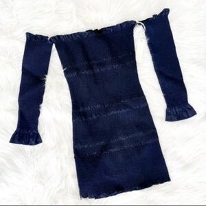 CAPULET Clara smocked off shoulder black mini dress NWT